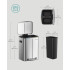 SONGMICS Cos de gunoi dublu colectare selectiva 2x20L, cu pedale si capac soft close, galeata interioara, otel, 45x58x32 cm, argintiu [7]