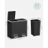 SONGMICS Cos de gunoi din inox cu 2 compartimente colectare selectiva, cu galeti interioare, 2x24 litri, negru [3]