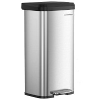 SONGMICS Cos de gunoi din inox, 68 L cu pedala, capac soft close, filtru de carbon pentru neutralizarea mirosurilor, argintiu SONGMICS Cos de gunoi din inox, 68 L cu pedala, capac soft close, filtru de carbon pentru neutralizarea mirosurilor, argintiu