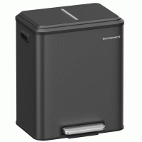 SONGMICS Cos gunoi metalic, 2 compartimente, 2x15 litri, pedala si inchidere silentioasa, negru SONGMICS Cos gunoi metalic, 2 compartimente, 2x15 litri, pedala si inchidere silentioasa, negru
