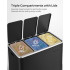 SONGMICS Cos de gunoi din inox cu 3 compartimente colectare selectiva, cu galeti interioare, 3x18litri, negru [3]
