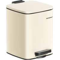SONGMICS Cos de gunoi pentru baie, cu pedala si soft-close, 6 litri, bej