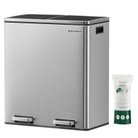 SONGMICS Cos de gunoi din inox cu 2 compartimente colectare selectiva, cu galeti interioare, 2x30litri, argintiu SONGMICS Cos de gunoi din inox cu 2 compartimente colectare selectiva, cu galeti interioare, 2x30litri, argintiu