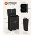 SONGMICS Cos de gunoi 2x30L, cu 2 compartimente, capac soft-close si galeti interioare, otel, negru [2]