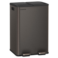 SONGMICS Cos de gunoi 2x30L, cu 2 compartimente, capac soft-close si galeti interioare, otel, gri antracit SONGMICS Cos de gunoi 2x30L, cu 2 compartimente, capac soft-close si galeti interioare, otel, gri antracit