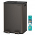 SONGMICS Cos de gunoi 2x30L, cu 2 compartimente, capac soft-close si galeti interioare, otel, gri antracit [8]