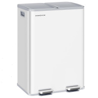 SONGMICS Cos de gunoi 2x30L, cu 2 compartimente, capac soft-close si galeti interioare, otel, alb mat SONGMICS Cos de gunoi 2x30L, cu 2 compartimente, capac soft-close si galeti interioare, otel, alb mat