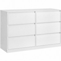 VASAGLE Comoda cu 6 sertare, design modern minimalist, PAL si MDF, 119x40x75 cm, alb VASAGLE Comoda cu 6 sertare, design modern minimalist, PAL si MDF, 119x40x75 cm, alb