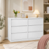 VASAGLE Comoda cu 6 sertare, design modern minimalist, PAL si MDF, 119x40x75 cm, alb [6]