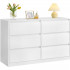 VASAGLE Comoda cu 6 sertare, design modern minimalist, PAL si MDF, 119x40x75 cm, alb [7]