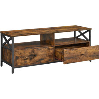 VASAGLE Comoda TV cu 2 sertare si 2 rafturi, cadru metalic, stil industrial, 120x40x50 cm, maro rustic VASAGLE Comoda TV cu 2 sertare si 2 rafturi, cadru metalic, stil industrial, 120x40x50 cm, maro rustic