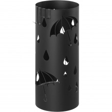 SONGMICS Suport metalic pentru umbrele, cu carlige si tava de picurare, 17x17x41cm, negru