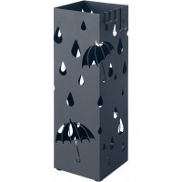 SONGMICS Suport metalic pentru umbrele, cu carlige si tava de picurare, 16x16x49cm, gri SONGMICS Suport metalic pentru umbrele, cu carlige si tava de picurare, 16x16x49cm, gri