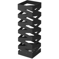 SONGMICS Suport metalic pentru umbrele, cu carlige si tava de picurare, 15x15x49cm, negru SONGMICS Suport metalic pentru umbrele, cu carlige si tava de picurare, 15x15x49cm, negru