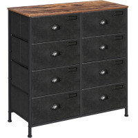 SONGMICS Comoda cu cadru metalic si 8 sertare din textil, stil industrial, 80x30x82cm, maro rustic si negru SONGMICS Comoda cu cadru metalic si 8 sertare din textil, stil industrial, 80x30x82cm, maro rustic si negru