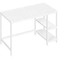 VASAGLE Birou cu 2 rafturi stanga sau dreapta, stil industrial, 60x120x76 cm, alb