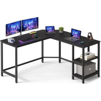 VASAGLE Birou de colt in forma L, cadru metalic, stil industrial, 138x138x76 cm, negru cu aspect lemnos VASAGLE Birou de colt in forma L, cadru metalic, stil industrial, 138x138x76 cm, negru cu aspect lemnos