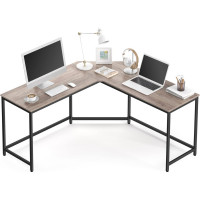 VASAGLE Birou de colt in forma L, cadru metalic, stil industrial, 149x149x76 cm, gri stejar VASAGLE Birou de colt in forma L, cadru metalic, stil industrial, 149x149x76 cm, gri stejar