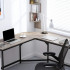 VASAGLE Birou de colt in forma L, cadru metalic, stil industrial, 149x149x76 cm, gri stejar [7]