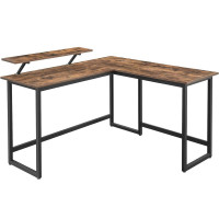 VASAGLE Birou in forma de L cu suport pentru monitor, cadru metalic, 140x130x76cm, maro rustic VASAGLE Birou in forma de L cu suport pentru monitor, cadru metalic, 140x130x76cm, maro rustic