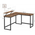 VASAGLE Birou in forma de L cu suport pentru monitor, cadru metalic, 140x130x76cm, maro rustic [4]