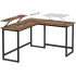 VASAGLE Birou in forma de L cu suport pentru monitor, cadru metalic, 140x130x76cm, maro rustic [6]