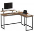 VASAGLE Birou in forma de L cu suport pentru monitor, cadru metalic, 140x130x76cm, maro rustic [9]