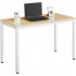 VASAGLE Birou pentru calculator, cadru metalic, design modern si minimalist, 120x60x75 cm, alb cu blat stejar [8]