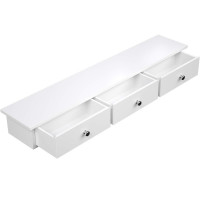 SONGMICS Raft de perete plutitor cu 3 sertare, din MDF lucios, 80x15x10 cm, alb
