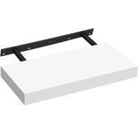 VASAGLE Raft de perete suspendat plutitor, MDF, sistem montare inclus, 40x20x4cm, alb VASAGLE Raft de perete suspendat plutitor, MDF, sistem montare inclus, 40x20x4cm, alb