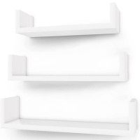 SONGMICS Rafturi plutitoare de perete, set 3 bucati, MDF, 30, 35 si 40 cm, alb SONGMICS Rafturi plutitoare de perete, set 3 bucati, MDF, 30, 35 si 40 cm, alb