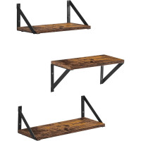 VASAGLE Raft de perete, set 3 bucati de 30, 35 si 40 cm, 2 moduri de montare, maro rustic si negru VASAGLE Raft de perete, set 3 bucati de 30, 35 si 40 cm, 2 moduri de montare, maro rustic si negru