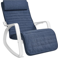 SONGMICS Scaun balansoar din lemn, suport picioare reglabil, maxim 150kg, 67x122x84 cm, albastru SONGMICS Scaun balansoar din lemn, suport picioare reglabil, maxim 150kg, 67x122x84 cm, albastru