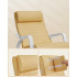 SONGMICS Scaun balansoar din lemn, suport picioare reglabil, maxim 150kg, 55x122x84cm, galben-pastel [7]
