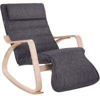 SONGMICS Scaun balansoar din lemn, suport picioare reglabil, maxim 150kg, 67x115x91cm, gri inchis SONGMICS Scaun balansoar din lemn, suport picioare reglabil, maxim 150kg, 67x115x91cm, gri inchis