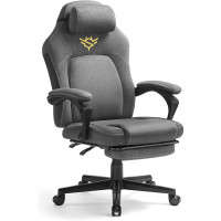SONGMICS Scaun gaming ergonomic cu suport picioare, material textil bumbac si in, maxim 150 kg, 70x70x129 cm, gri SONGMICS Scaun gaming ergonomic cu suport picioare, material textil bumbac si in, maxim 150 kg, 70x70x129 cm, gri