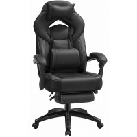 SONGMICS Scaun gaming ergonomic cu suport pentru picioare, tetiera reglabila si suport lombar, maxim 150 kg, 70x64x128 cm, negru SONGMICS Scaun gaming ergonomic cu suport pentru picioare, tetiera reglabila si suport lombar, maxim 150 kg, 70x64x128 cm, negru