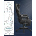 SONGMICS Scaun gaming ergonomic cu suport pentru picioare, tetiera reglabila si suport lombar, maxim 150 kg, 70x64x128 cm, negru [6]