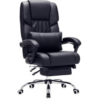 SONGMICS Scaun birou ergonomic, cu suport picioare retractabil, spatar reglabil 135°, maxim 150 kg, 70x70x125 cm, negru SONGMICS Scaun birou ergonomic, cu suport picioare retractabil, spatar reglabil 135°, maxim 150 kg, 70x70x125 cm, negru