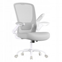 SONGMICS Scaun de birou ergonomic reglabil cu spatar mesh si suport lombar, maxim 120 kg, 64x64x107 cm, gri deschis