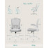 SONGMICS Scaun de birou ergonomic reglabil cu spatar mesh si suport lombar, maxim 120 kg, 64x64x107 cm, gri deschis [8]