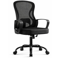 SONGMICS Scaun de birou ergonomic, spatar mesh cu suport lombar, reglabil pe inaltime, baza metalica, 60x60x106 cm, negru