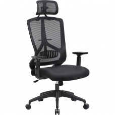 SONGMICS Scaun de birou ergonomic cu tetiera si suport lombar, reglabil, mecanism balans, maxim 120 kg, 70x70x133 cm, negru