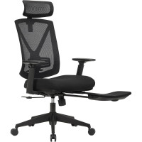 SONGMICS Scaun birou ergonomic cu suport picioare extensibil, sezut gros cu spuma, spatar mesh si tetiera reglabila, 69x70x133 cm, negru SONGMICS Scaun birou ergonomic cu suport picioare extensibil, sezut gros cu spuma, spatar mesh si tetiera reglabila, 69x70x133 cm, negru