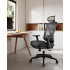 SONGMICS Scaun birou ergonomic cu suport picioare extensibil, sezut gros cu spuma, spatar mesh si tetiera reglabila, 69x70x133 cm, negru [2]