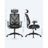 SONGMICS Scaun birou ergonomic cu suport picioare extensibil, sezut gros cu spuma, spatar mesh si tetiera reglabila, 69x70x133 cm, negru [4]