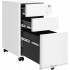 SONGMICS Dulap birou rollbox, cu 3 sertare si roti, corp metalic preasamblat cu incuietoare, pentru documente A4, 46x30x59 cm, alb [2]