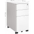 SONGMICS Dulap birou rollbox, cu 3 sertare si roti, corp metalic preasamblat cu incuietoare, pentru documente A4, 46x30x59 cm, alb [3]