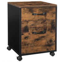 VASAGLE Dulap mobil tip rollbox pentru birouri, cu 2 sertare, stil industrial, 41x40x55cm, maro rustic VASAGLE Dulap mobil tip rollbox pentru birouri, cu 2 sertare, stil industrial, 41x40x55cm, maro rustic