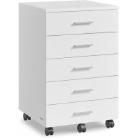 VASAGLE Dulap mobil rollbox pentru birouri, cu 5 sertare si roti, cadru din PAL, 42x40x66 cm, alb VASAGLE Dulap mobil rollbox pentru birouri, cu 5 sertare si roti, cadru din PAL, 42x40x66 cm, alb